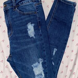 Wax Jean Blue Skinny Distressed Jeans